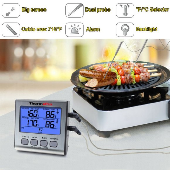ThermoPro Meat Thermometer Dual Probe Digital Cook - Picture 3 of 9